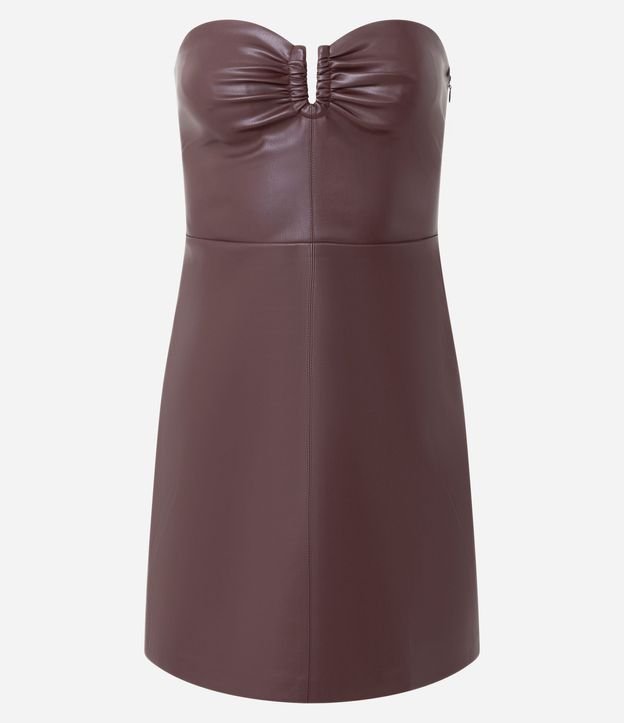 Vestido Corto en PU con Escote Fruncido en el Busto