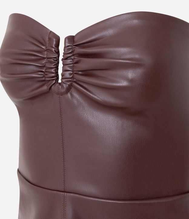 Vestido Corto en PU con Escote Fruncido en el Busto 6