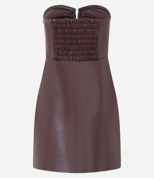 Vestido Corto en PU con Escote Fruncido en el Busto 7