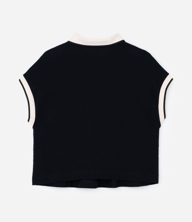 Blusa Boxy en Malla Piquet con Cuello Polo Curve & Plus Size 5