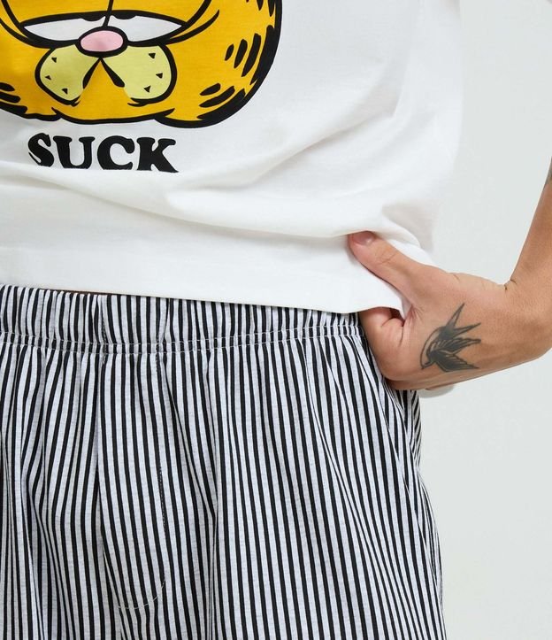 Pijama Corto en Algodón con Remera Estampada Garfield y Shorts Listrado 3