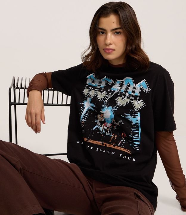 Remera en Algodón con Estampa de la Banda AC/DC