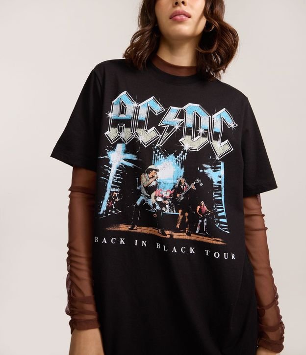 Remera en Algodón con Estampa de la Banda AC/DC