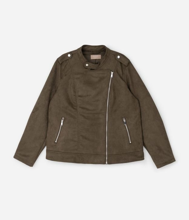 Campera Biker en Gamuza con Cremallera en los Bolsillos Curve & Plus Size 5