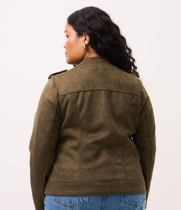 Campera Biker en Gamuza con Cremallera en los Bolsillos Curve & Plus Size 4