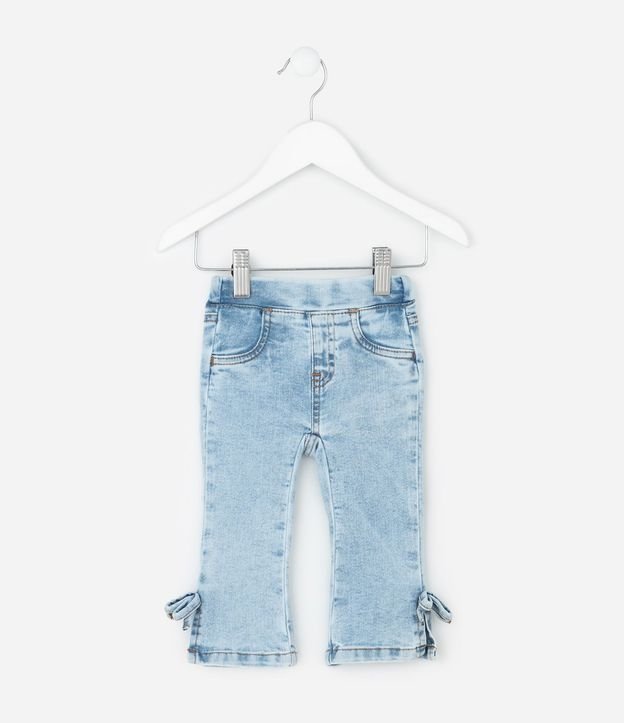 Pantalón Infantil en Jeans Flare con Moña en el Ruedo  – Talle 3 a 18 Meses 2