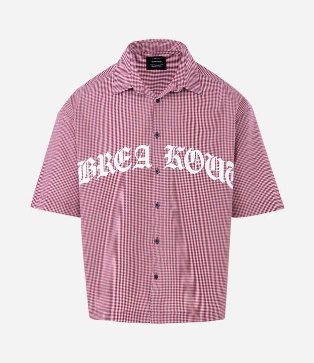 Camisa Oversized de Cuadros en Algodón con Estampado Lettering Breakout 3