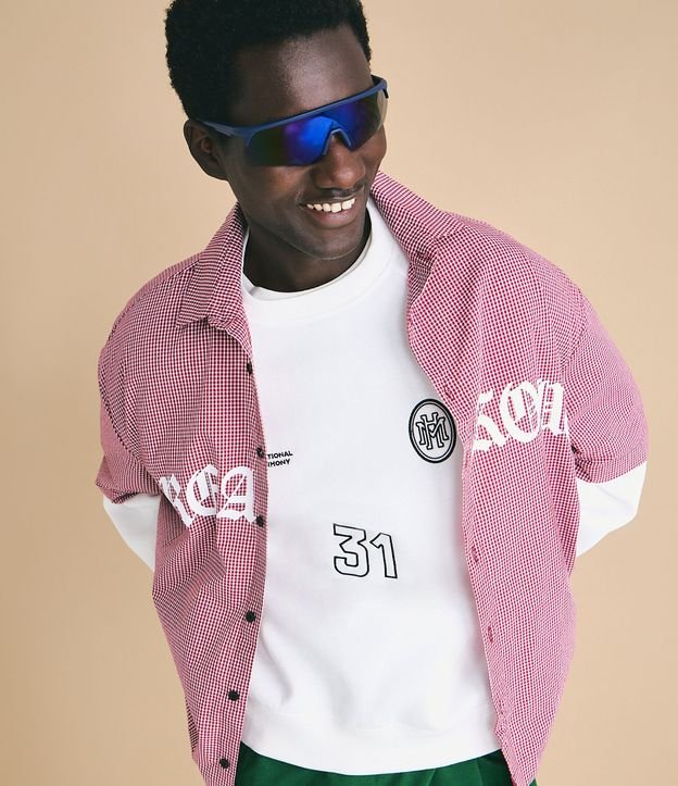 Camisa Oversized de Cuadros en Algodón con Estampado Lettering Breakout 2