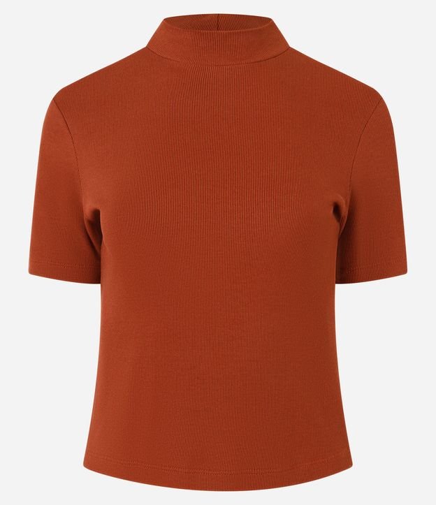 Blusa Regular en Rib con Cuello Alto