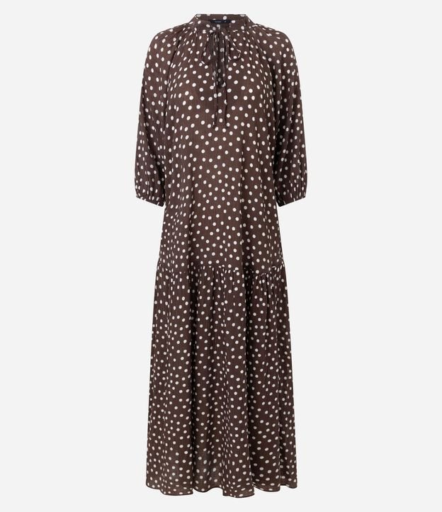 Vestido Midi Manga Larga con Estampa Lunares 6
