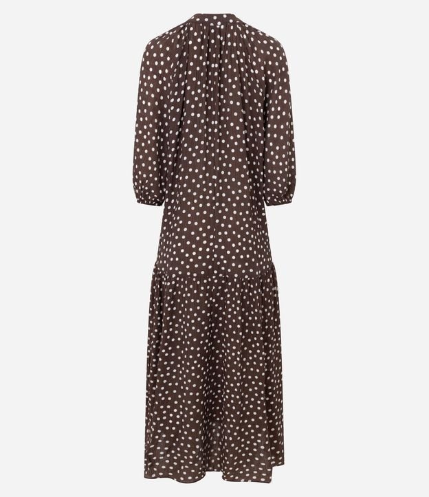 Vestido Midi Manga Larga con Estampa Lunares 8