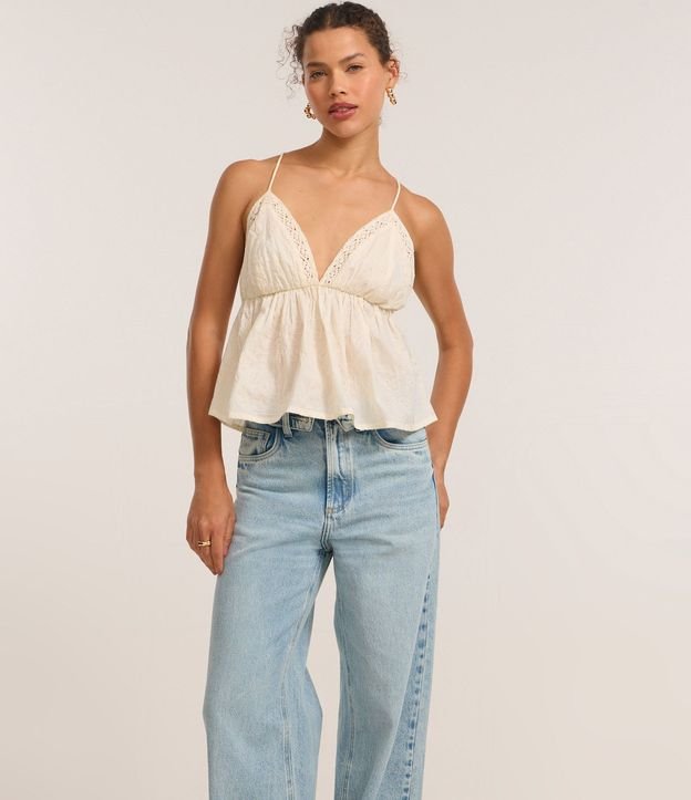 Pantalón Wide Leg en Jeans con Cintura Virado 2