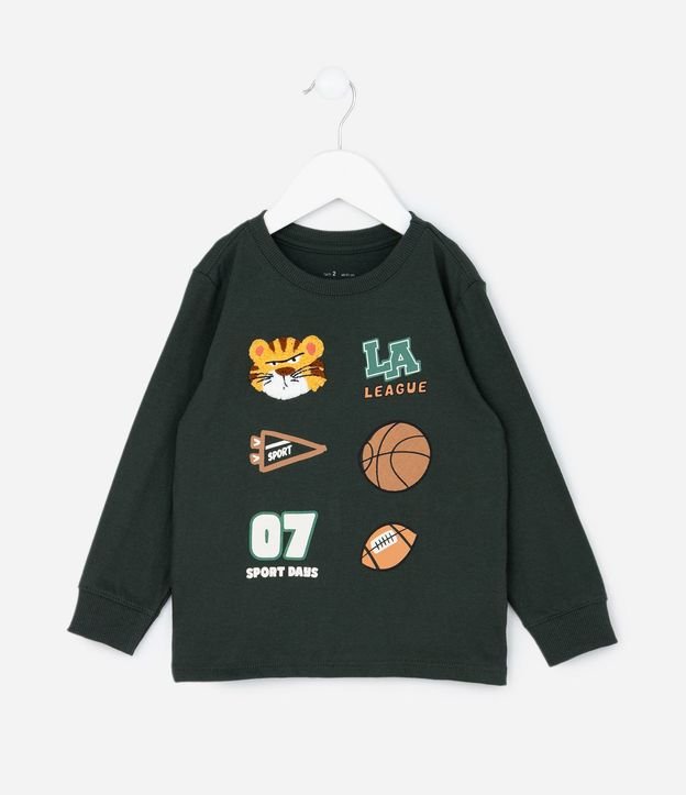 Remera Infantil College con Estampado y Detalles en Chenille – Talle 1 a 5/6 años 2