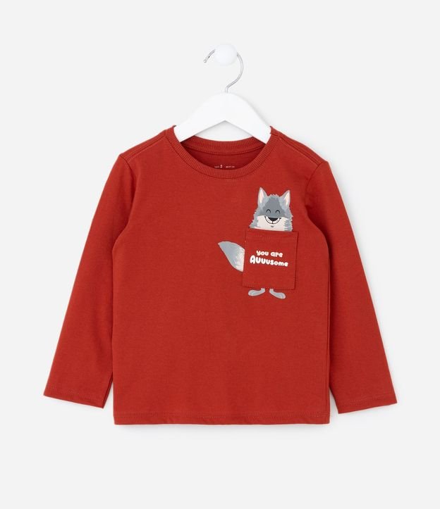 Remera Infantil Manga larga con pequeño bolsillo y Estampado Animal – Talle 1 a 5/6 años 2