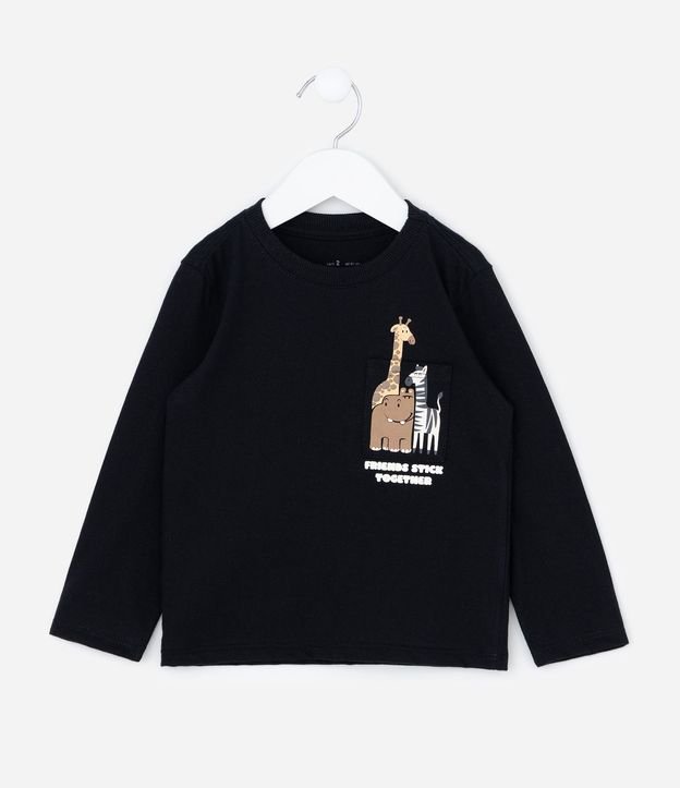 Remera Infantil con Pequeño Bolsillo y Estampa Animal – Talle 1 a 6 años 2