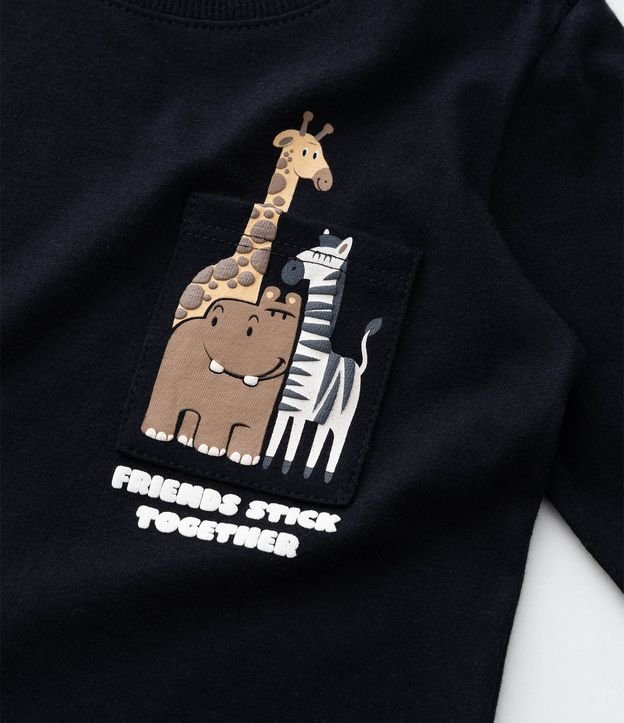 Remera Infantil con Pequeño Bolsillo y Estampa Animal – Talle 1 a 6 años 5