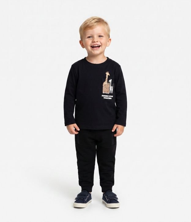 Remera Infantil con Pequeño Bolsillo y Estampa Animal – Talle 1 a 6 años