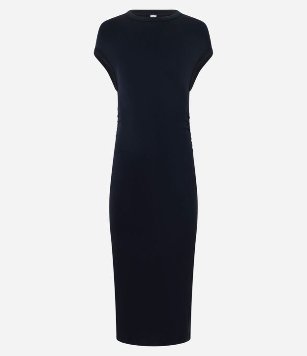 Vestido en Rib con Ombro Caído y Fenda