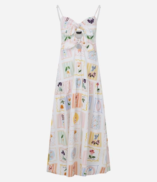 Vestido Evasê Midi en Tricolina con Estampado Floral 6