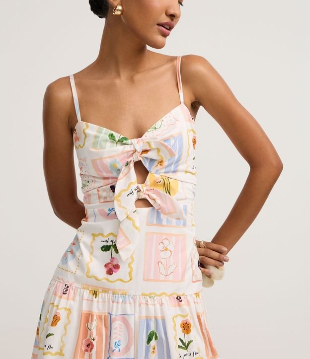 Vestido Evasê Midi en Tricolina con Estampado Floral 4