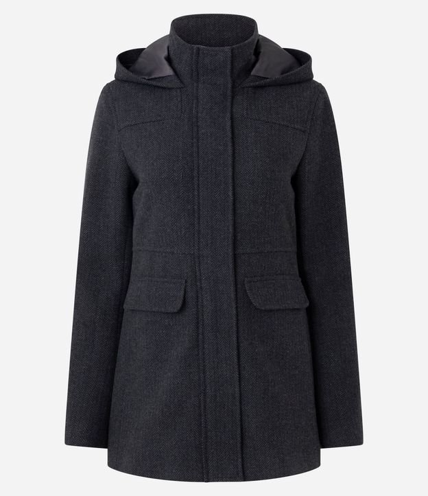 Saco en Polivelour con Capucha y Texturización