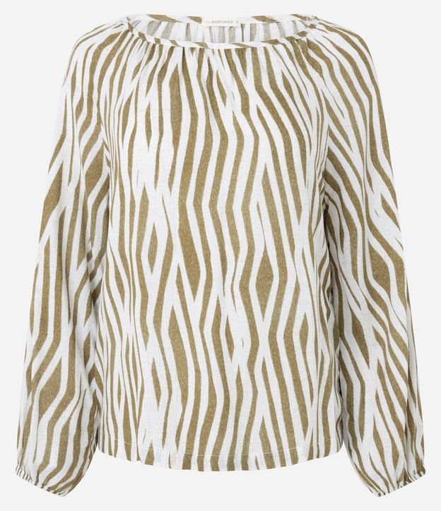 Blusa en Viscosa Animal Print con Manga Abullonada