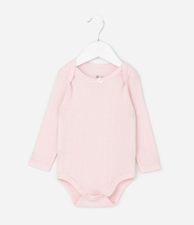 Body Infantil en Cotton Pointelle con Cuello Americano – Talle RN a 18 Meses