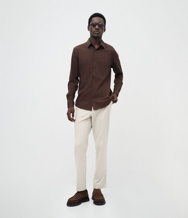 Camisa Slim en Tejido de Bambú Básica