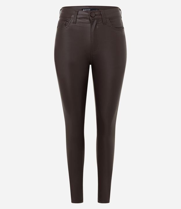 Pantalón Skinny en Sarga Resinada con Cintura Mediana 5