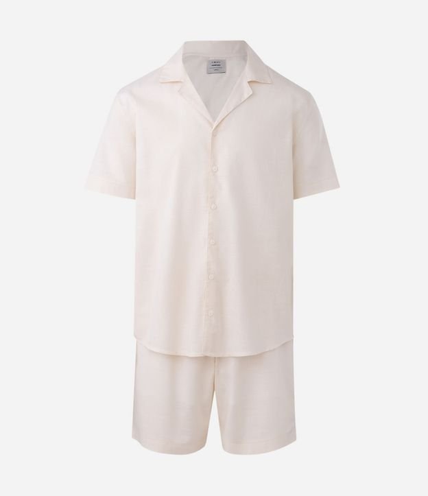 Pijama Americano Corto en Algodón con Camisa de Botones y Shorts 4