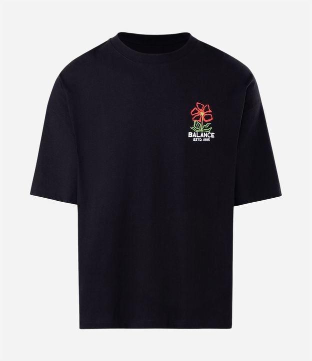 Remera Oversized en Algodón con Estampa de Flor y Lettering 5