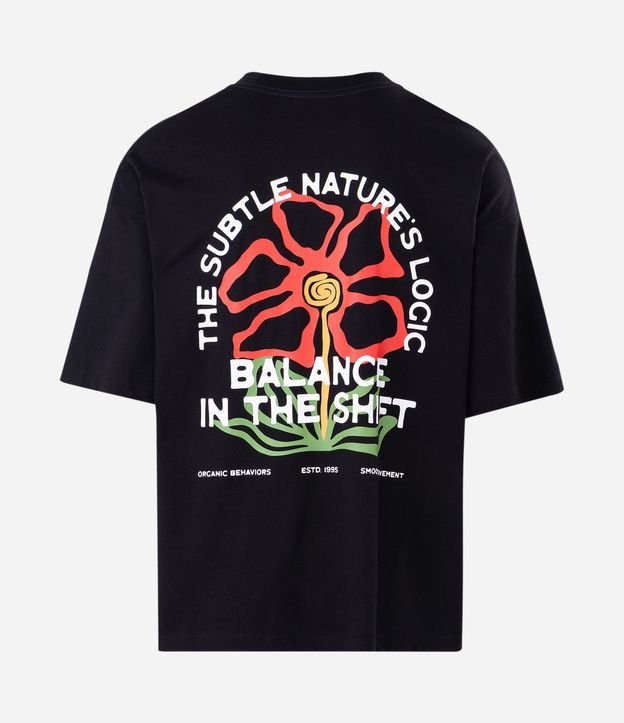 Remera Oversized en Algodón con Estampa de Flor y Lettering 6