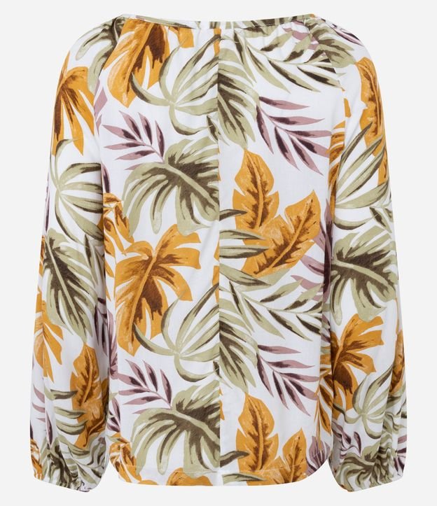 Blusa en Viscosa con Manga Abullonada y Estampado de Follajes 6