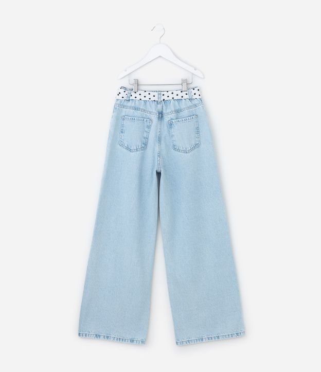 Pantalón Infantil Wide Leg en Jeans con Cinturón de Lunares – Talle 5 a 14 3