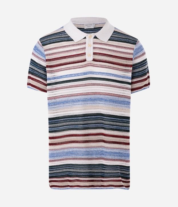Remera Polo Texturizada con Estampado Rayada 7