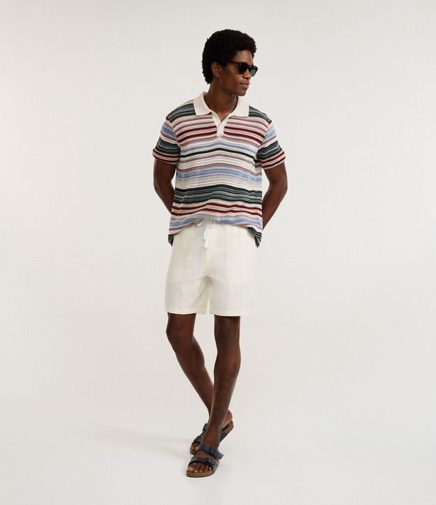 Remera Polo Texturizada con Estampado Rayada 2