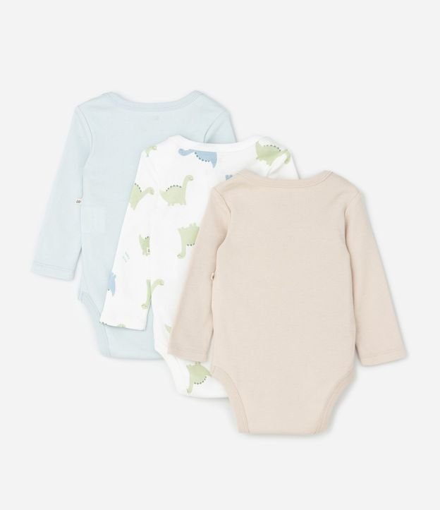 Kit 03 Bodies Bebé con Estampa de Dinosaurio – Talle RN a 18 Meses 2