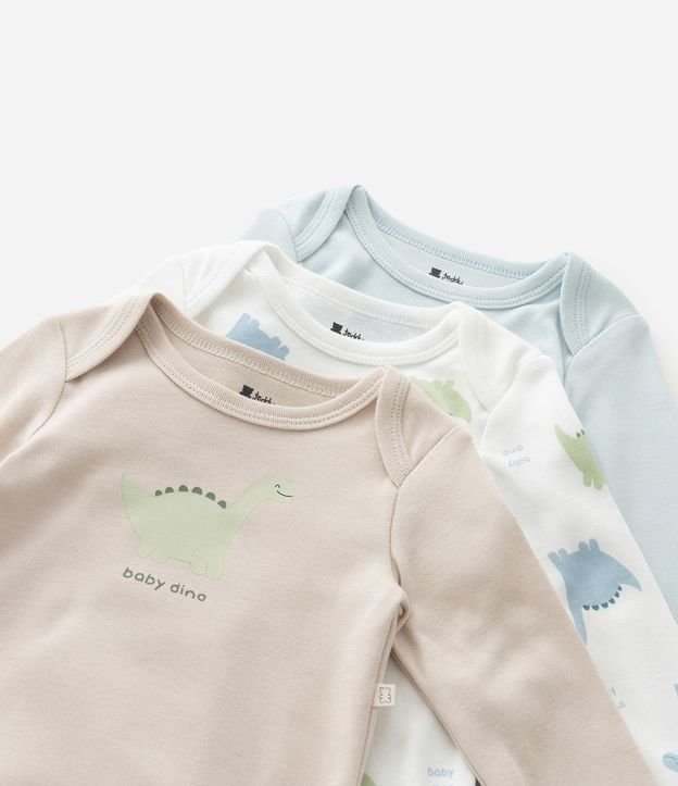 Kit 03 Bodies Bebé con Estampa de Dinosaurio – Talle RN a 18 Meses 7