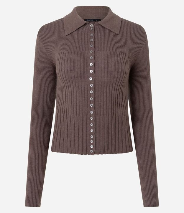 Blusa Regular en Punto con Mini Botones y Cuello Polo 7