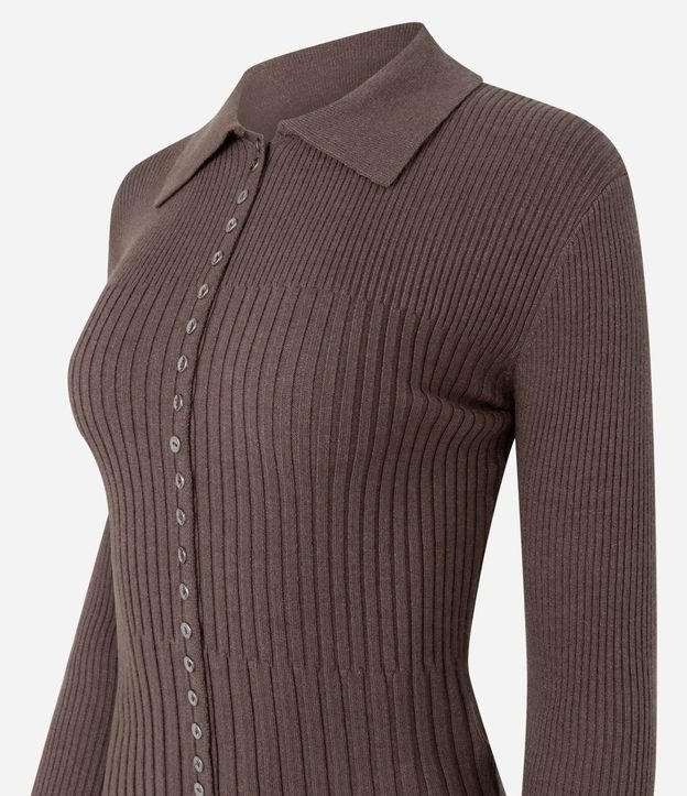 Blusa Regular en Punto con Mini Botones y Cuello Polo 8