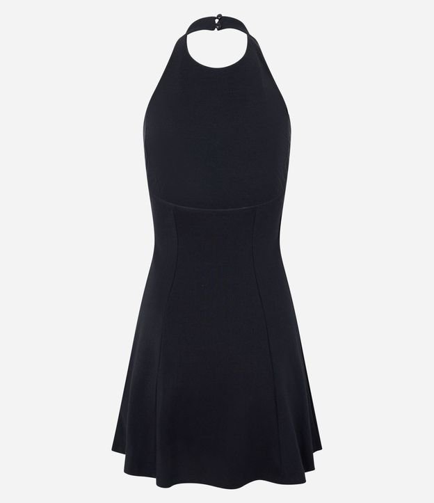 Vestido Corto en Malla Punto Roma Frente Única Liso 6