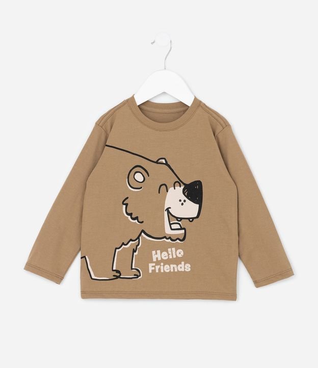Remera Infantil Manga Larga con Estampa de Oso Outline – Talle 1 a 6 años 2