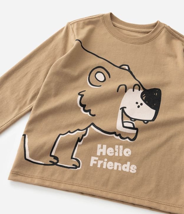 Remera Infantil Manga Larga con Estampa de Oso Outline – Talle 1 a 6 años 6