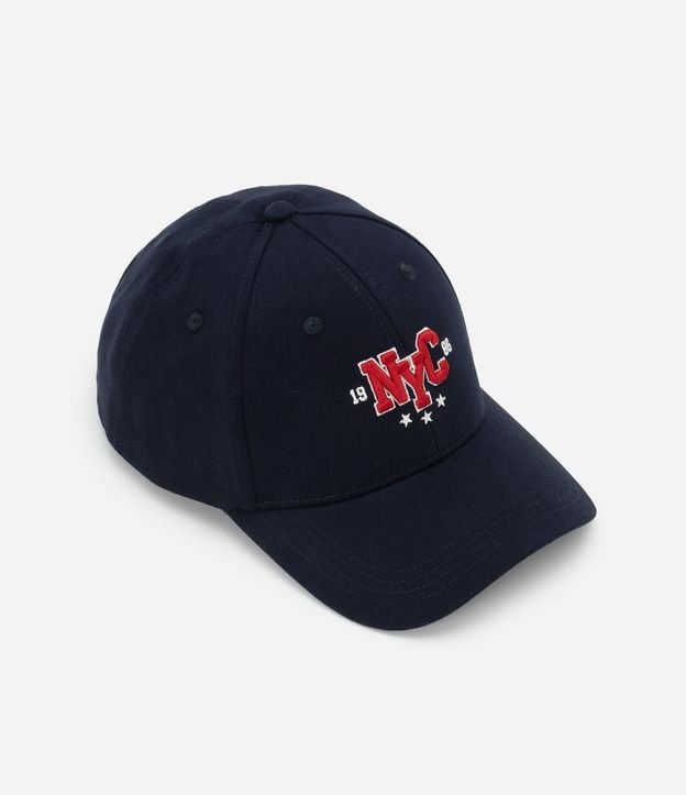 Gorra en Sarga con Aba Curva y Bordado NYC 1986