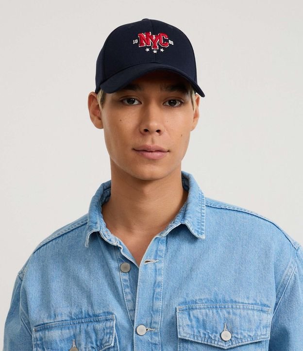 Gorra en Sarga con Aba Curva y Bordado NYC 1986 5