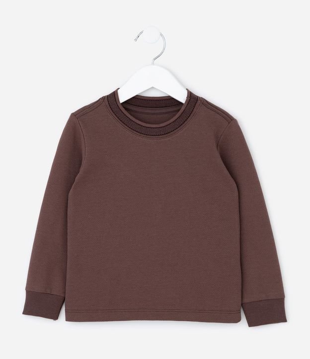 Remera Infantil Manga Larga y Cuello Contrastante – Talle 1 a 5/6 años