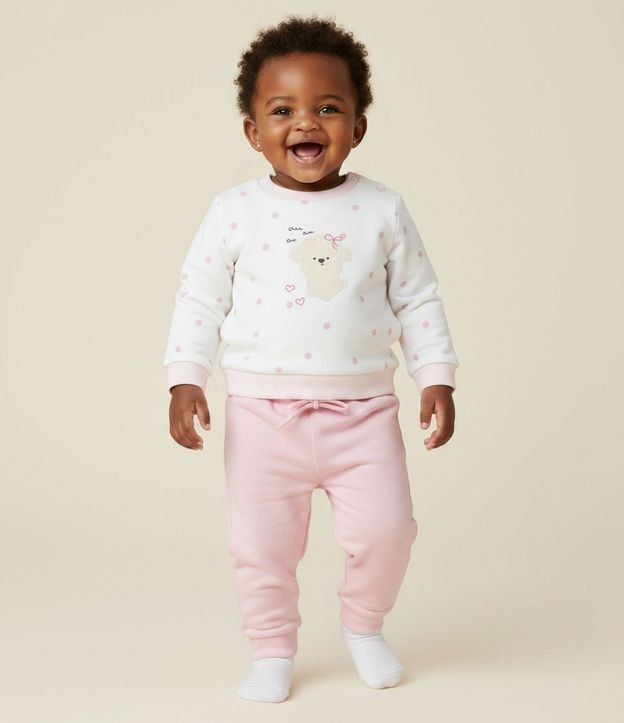 Saco Infantil con de Lunares y Estampa de Poodle – Talle RN a 18 Meses 1