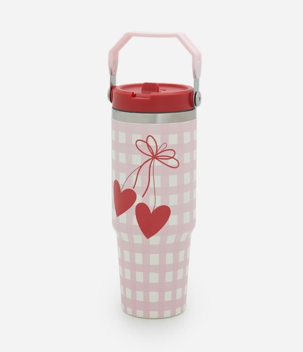 Vaso Térmico con Asa y Estampa de Cuadros 900ml