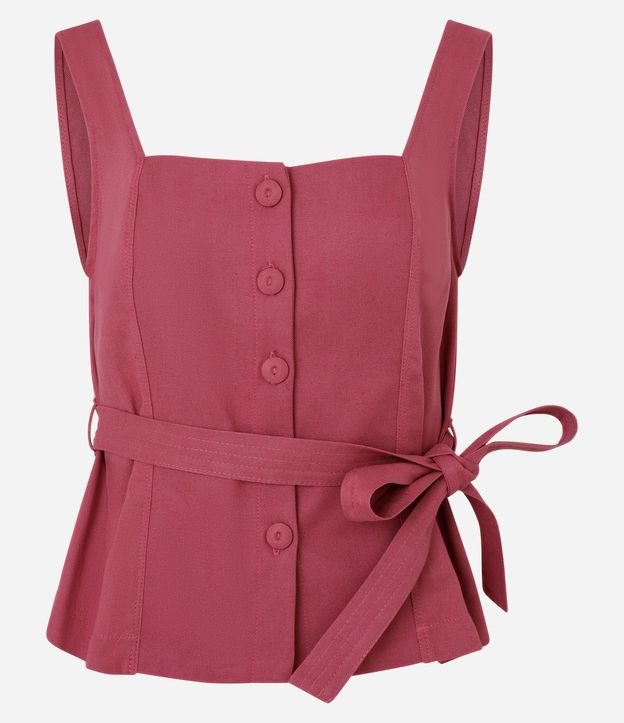 Blusa en Viscolino con Escote Cuadrado y Lazo 5