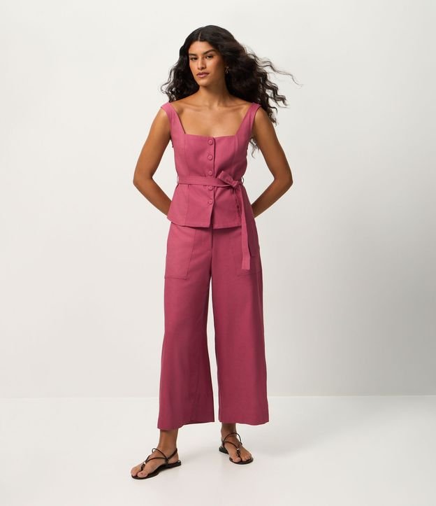 Blusa en Viscolino con Escote Cuadrado y Lazo 2